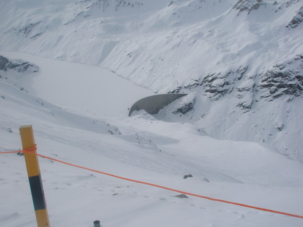 looking down to the Moiry dam