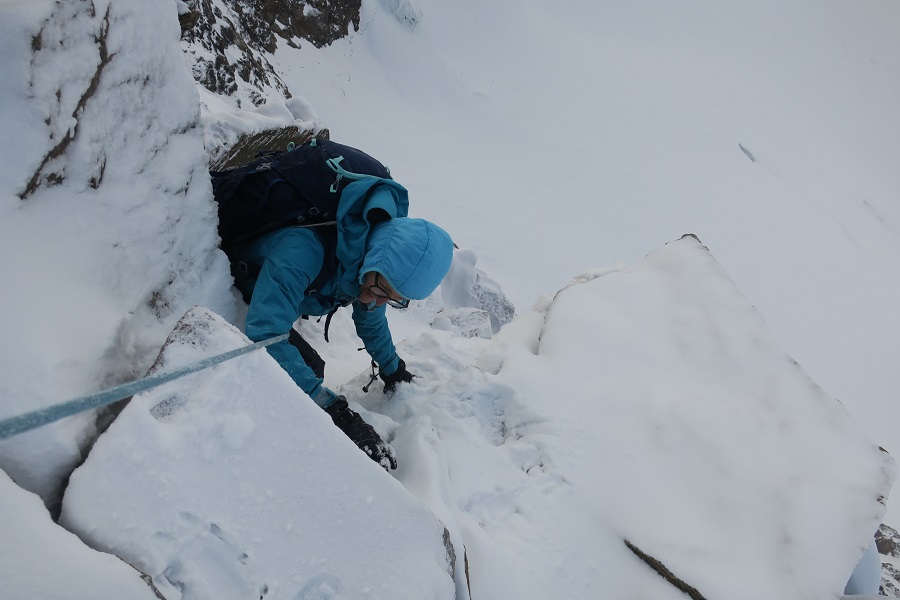 Almost the same position as the first photo with a very Scottish feel to the climbing!