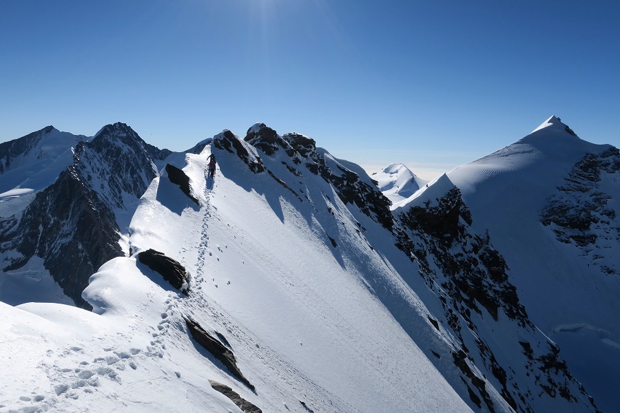 Still corniced in June - the main part of the ridge